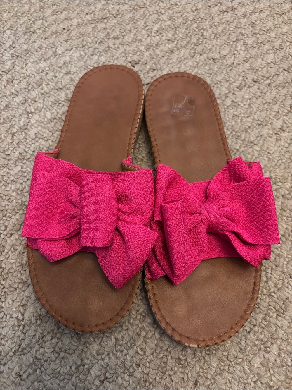 SHEIN Hot Pink Bow Slide Sandals